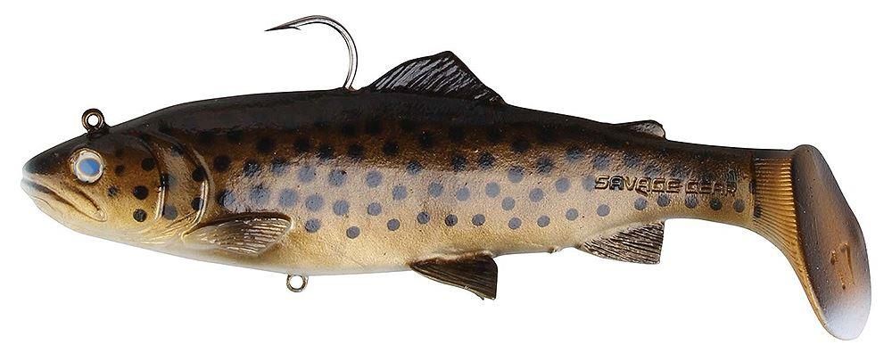 Swimbaits di colore Dark Brown Trout del prodotto Savage Gear 3D Trout Rattle Shad di marca Savage Gear