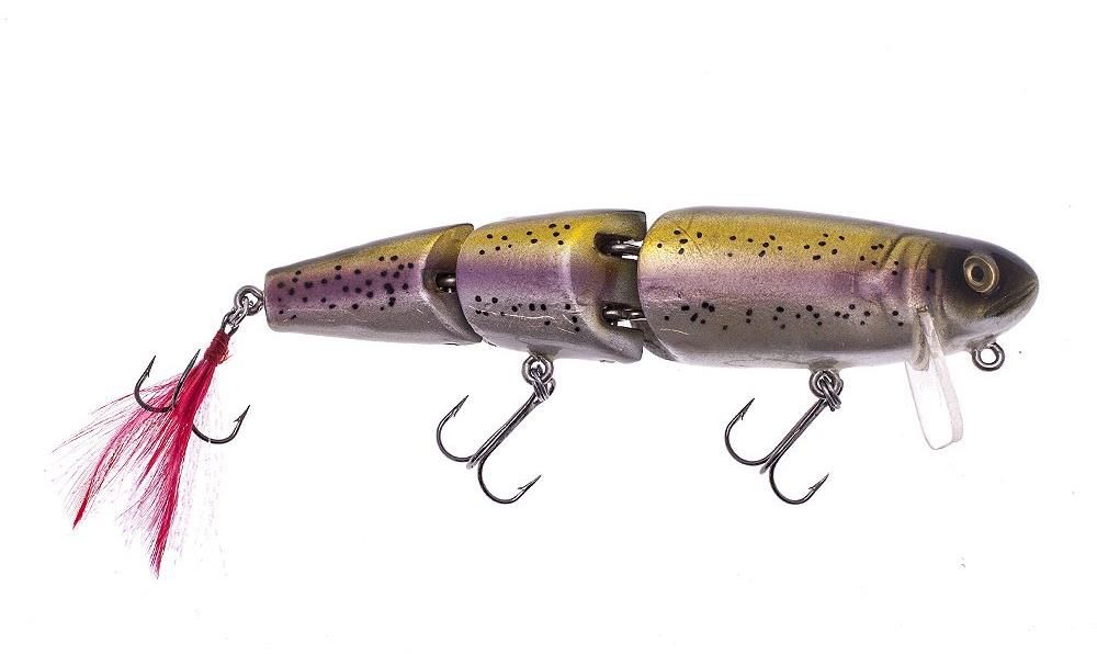 Swimbait di colore Rainbow Dark Pattern del prodotto Throwback Cranky Swimbait di marca Throwback