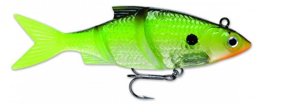 Swimbaits di colore Chartreuse Shad del prodotto Storm Live Kickin' Shad di marca Storm