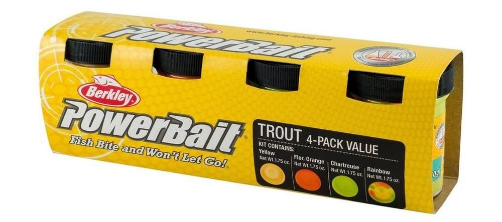 Paste e Pellet di colore Yellow/Fluorescent Orange/Chartreuse/Rainbow del prodotto Berkley Powerbait Trout Bait Assortment Kit di marca Berkley