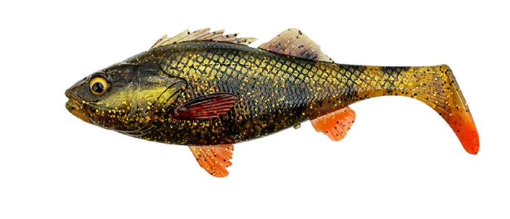 Swimbaits di colore Motoroil del prodotto Savage Gear 4D Perch Shad Bulk di marca Savage Gear